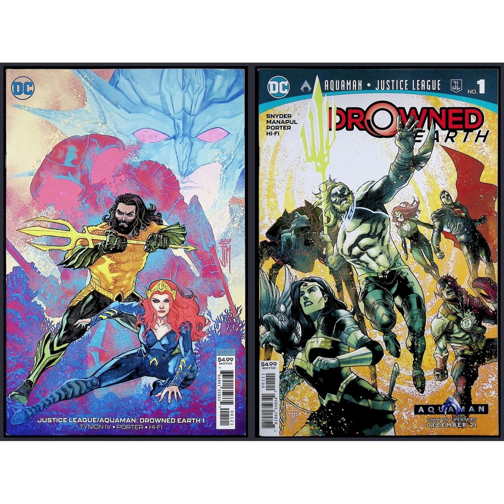 Justice League Aquaman Drowned Earth #1 Variant Lot 2018 Snyder Manapul 2x Lot
